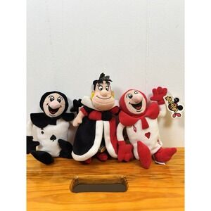 Vintage Walt Disney Plush Alice in Wonderland Queen Ace Hearts Ace Clubs NWT